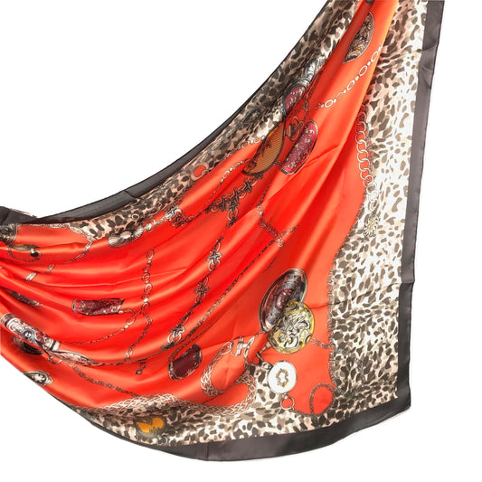 Printed Silk Satin orange Hijab