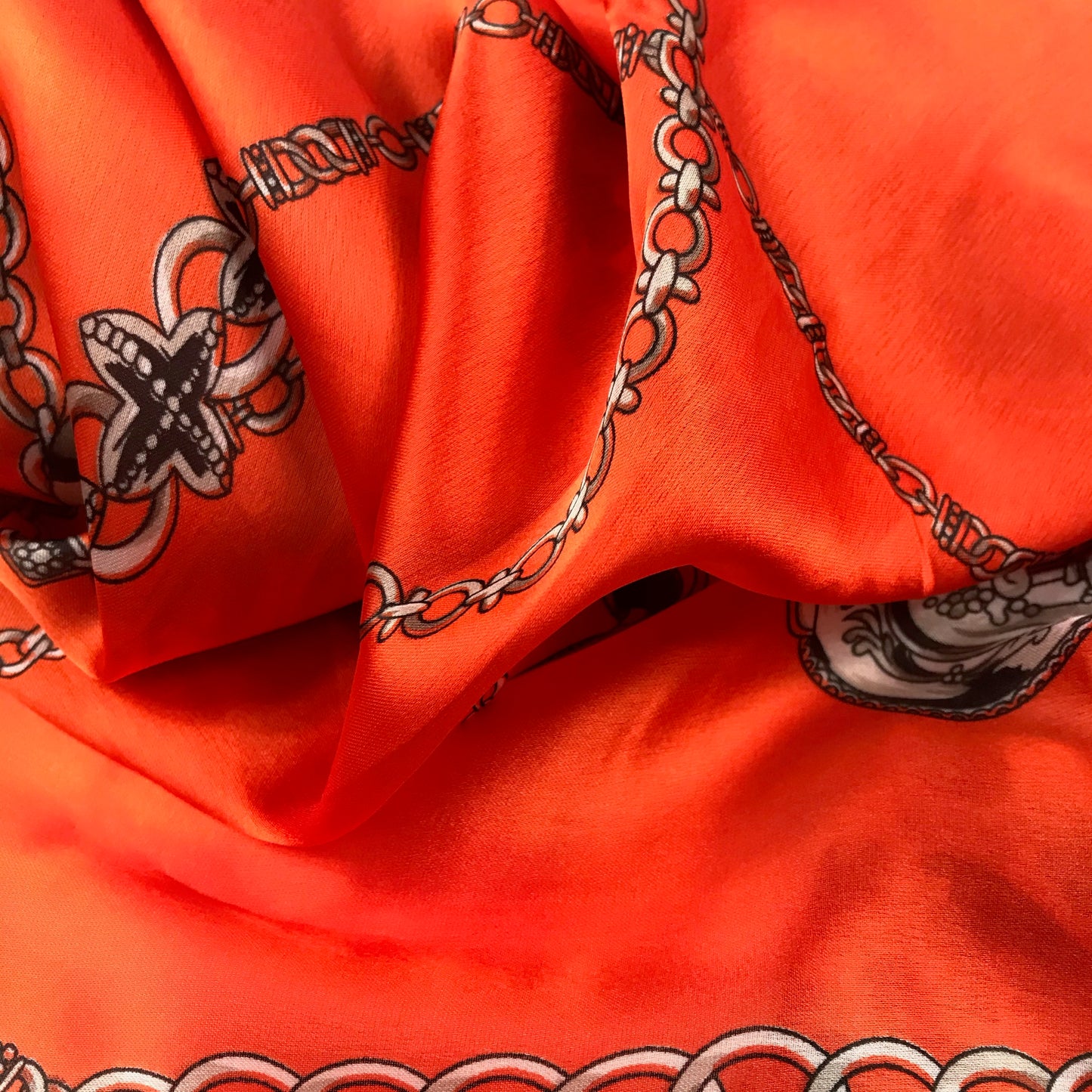 Printed Silk Satin orange Hijab