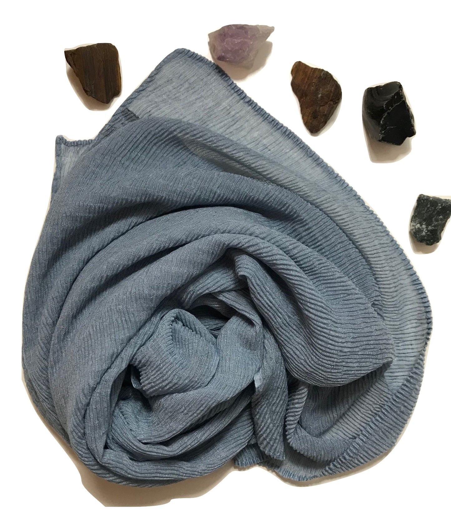 Wrinkled Viscose sky silver Hijab