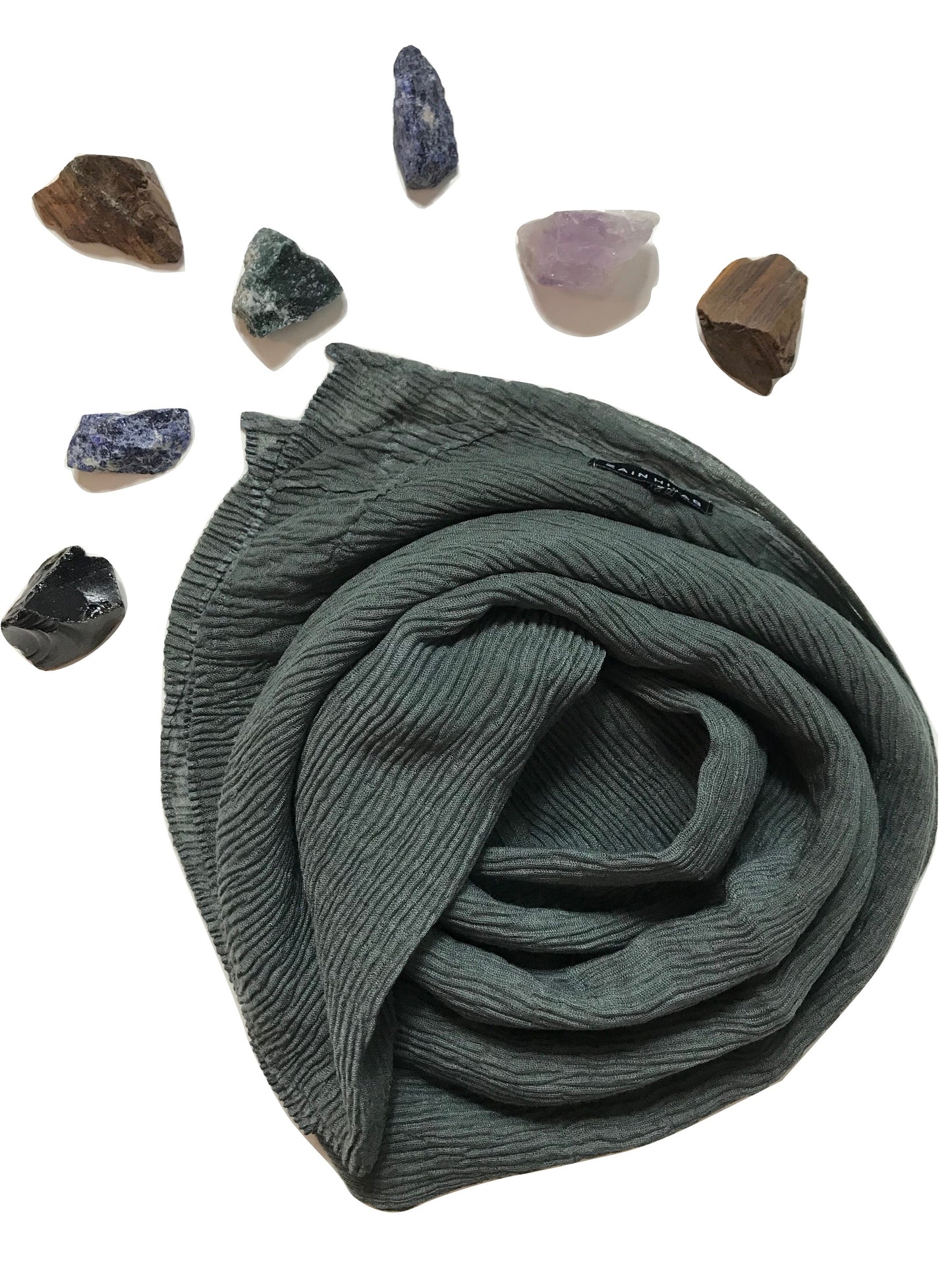 Wrinkled Viscose dark gray Hijab