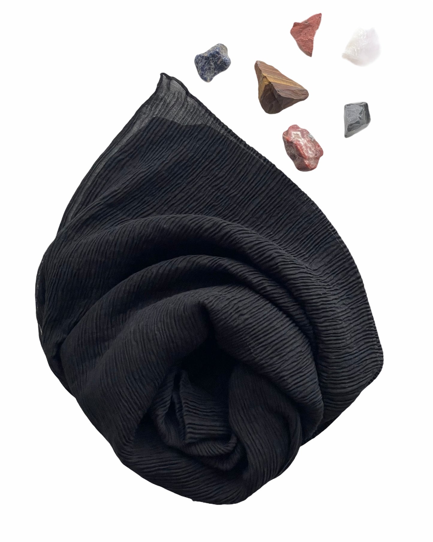 Wrinkled Viscose Black Hijab